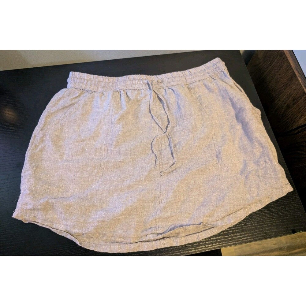 Artisan NY Med 100% Linen Mini Skirt Elastic Waist Purple Lilac Summer Beach